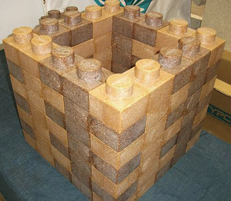 古々米と麻のバイオマス・プラスチックで製造された内装ブロック